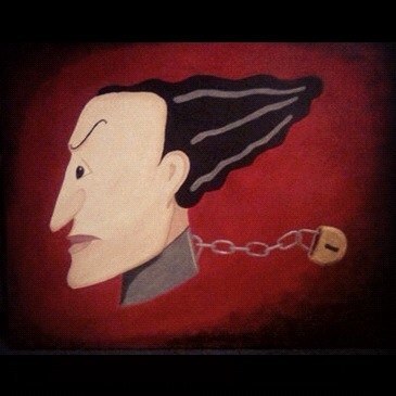 Houdini in Chains, painting by Dean Carnegie